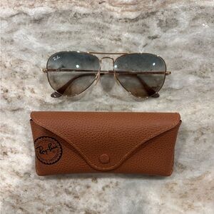 Ray-Ban Polished Artisa Gold Aviator Bi-Gradient Sunglasses with Case